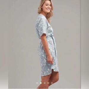 Wild South 100% Cotton Leaf Print Tie Waist Knee Length Dress Size Large